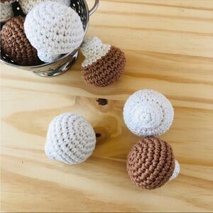 Crochet Mushrooms Amigurumi Toy Foods Montessori Pretend Play 4 pieces